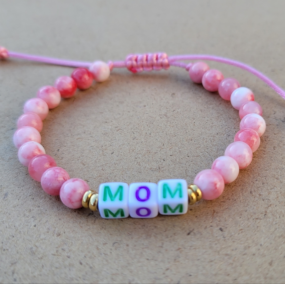 Handmade Mom Beaded Adjustable Bracelet